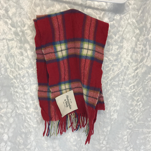 Abercrombie & Fitch Accessories - Abercrombie & Fitch Red Check Plaid Wool Scarf